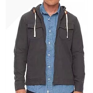 Mutual Weave Mens Gray Hooded Jacket Full Zip Shirt‎ Jacket Medium